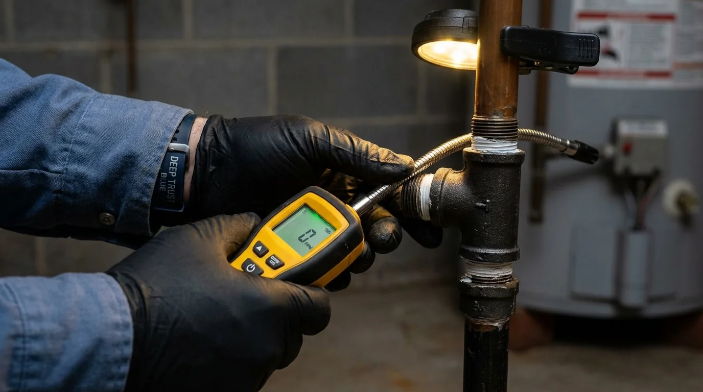 Gas leak detection with electronic sniffer by Johns Plumbing LLC in Tifton
