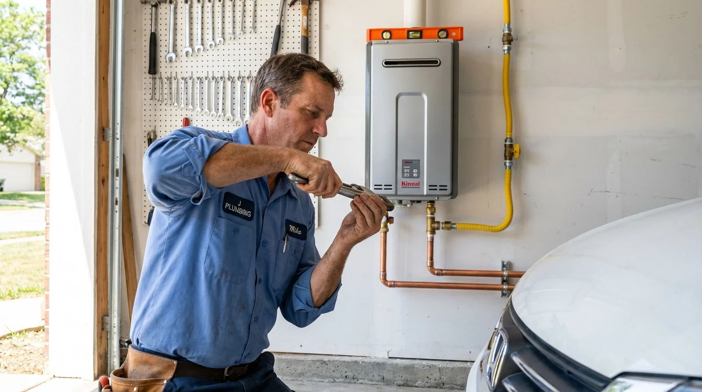 Tankless water heater installation by a Johns Plumbing LLC plumber in Tifton